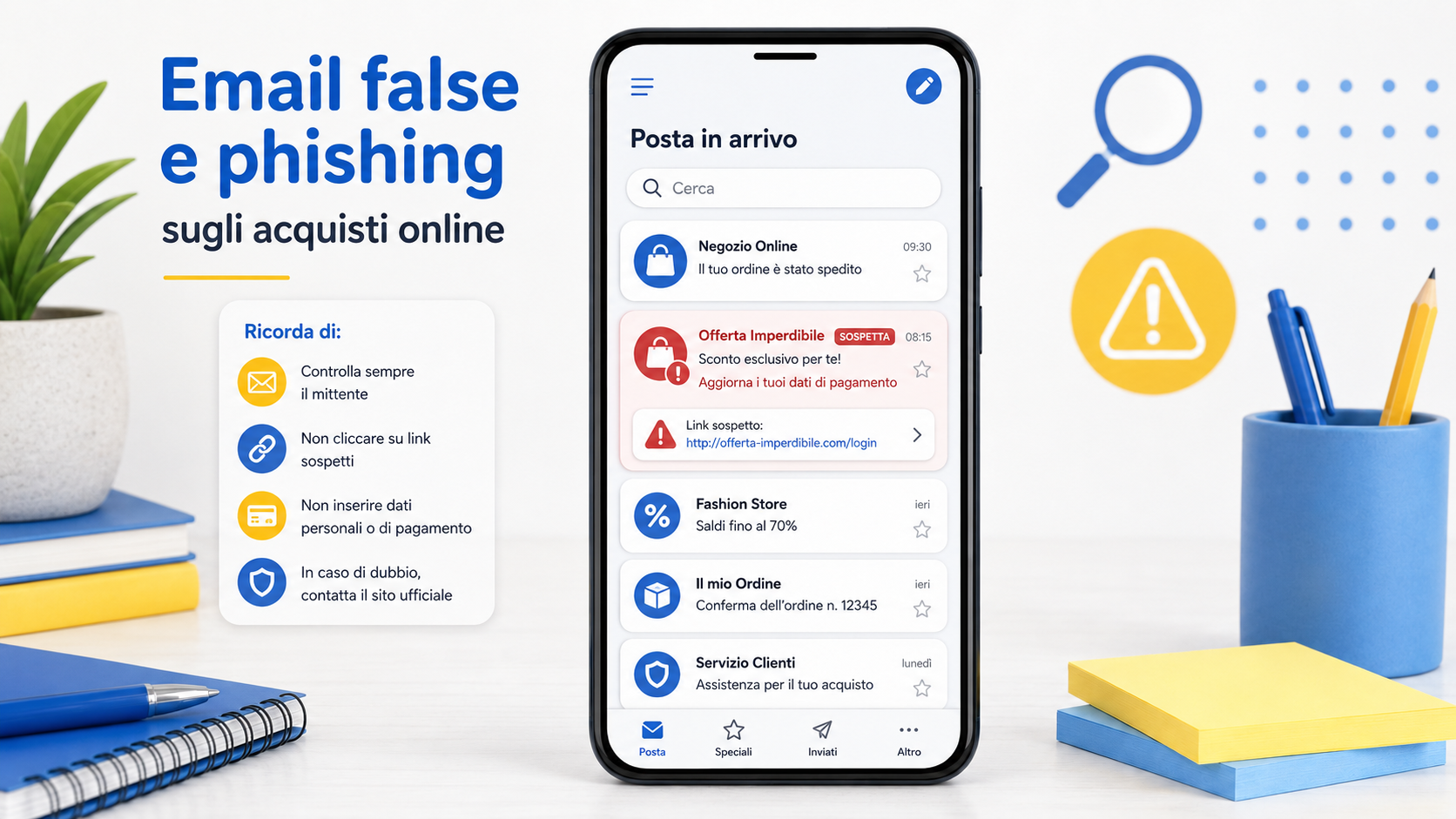 Email false e phishing sugli acquisti online
