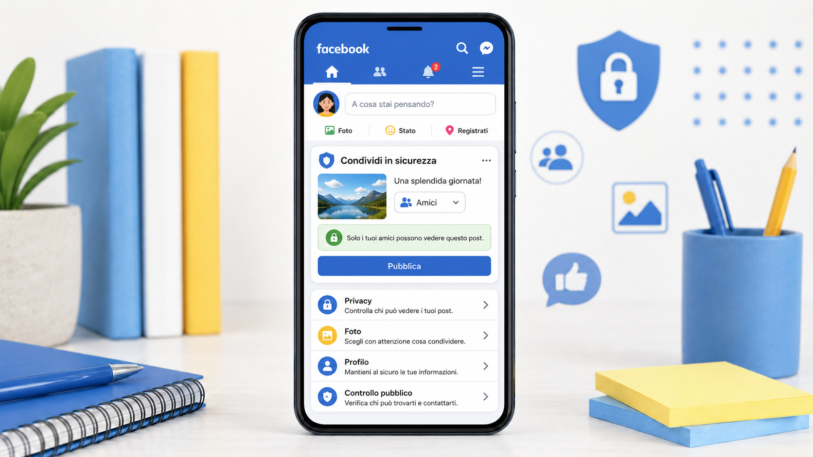 Condivisione sicura su Facebook