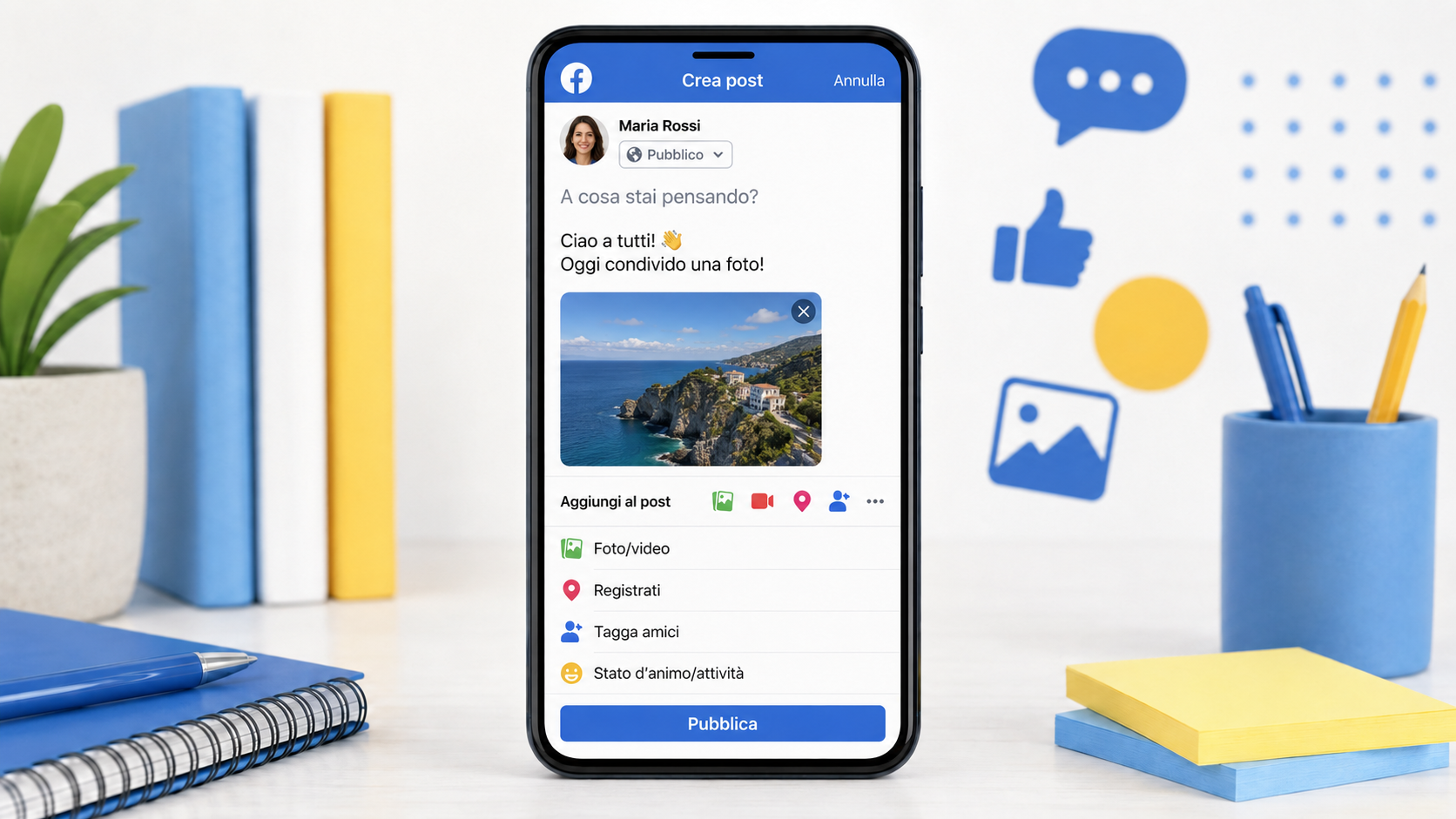 Pubblicare un post su Facebook