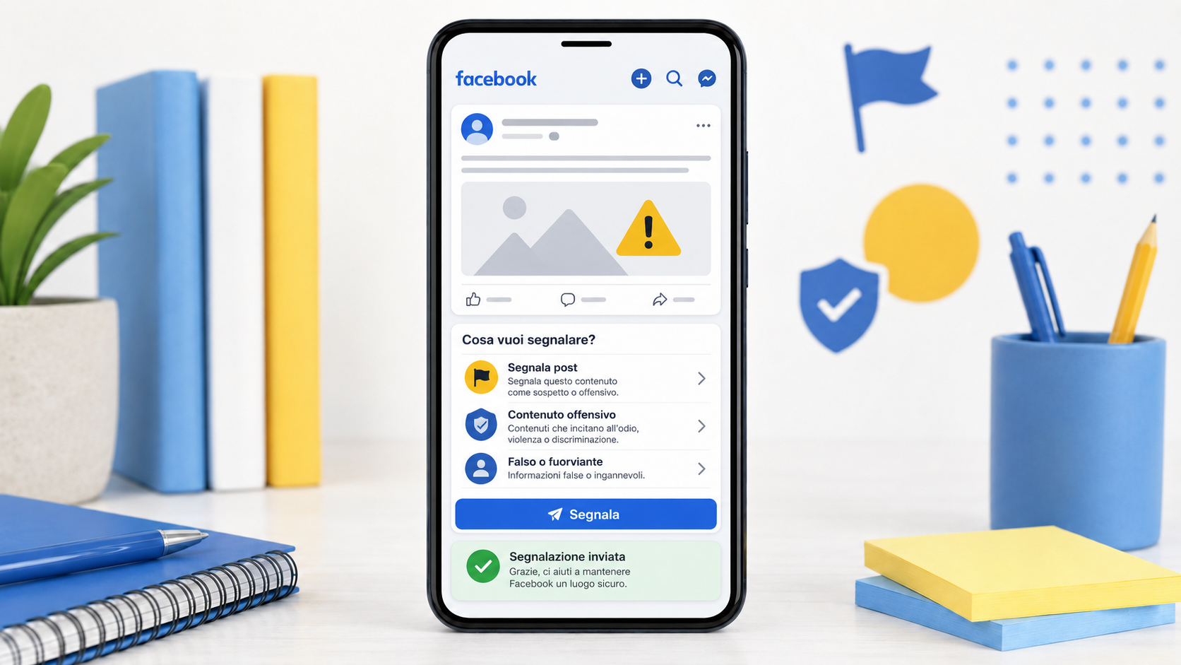 Segnalare contenuti sospetti o offensivi su Facebook