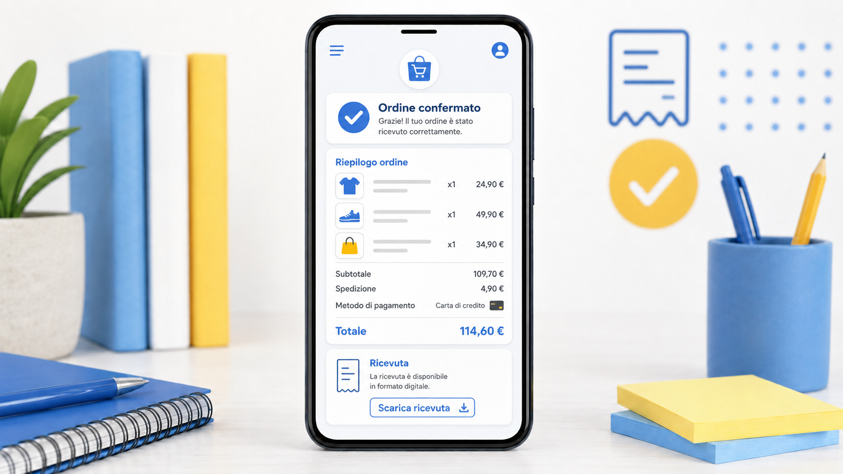 Ricevuta e riepilogo ordine online