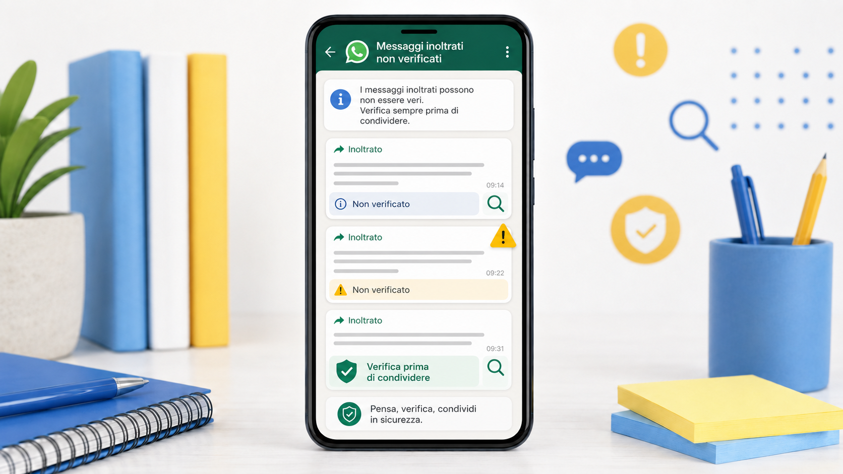 Messaggi inoltrati non verificati su WhatsApp