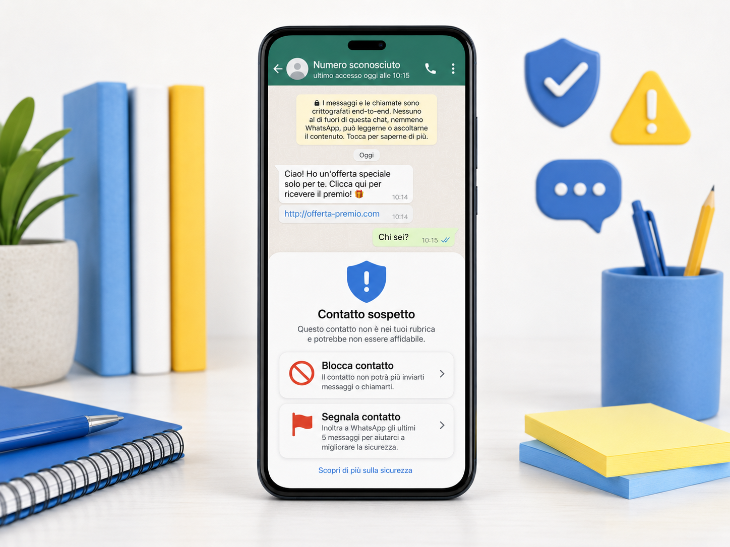 Bloccare e segnalare contatti sospetti su WhatsApp
